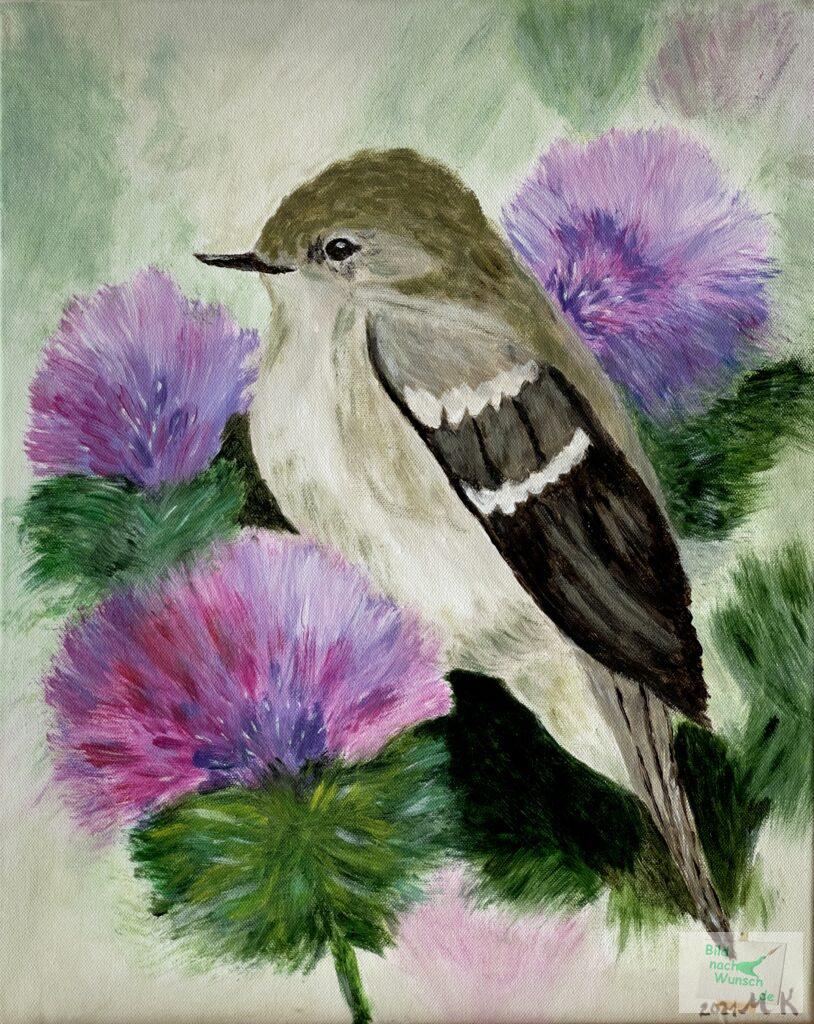 Vogel in Acryl auf Leinwand