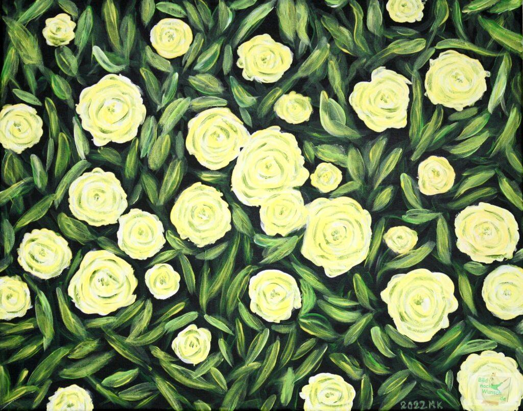 Blüten in Acryl auf Leinwand