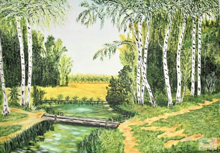 Landschaft mit Steg Acryl-Malerei