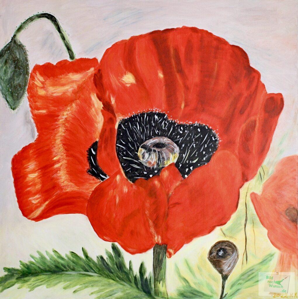 Klatschmohn in Acryl auf Leinwand