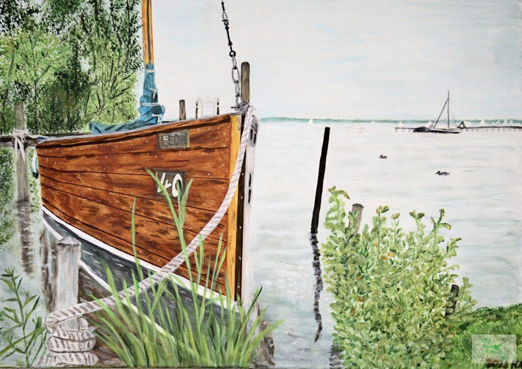 Steinhude - Boot Acrylbild auf Leinwand