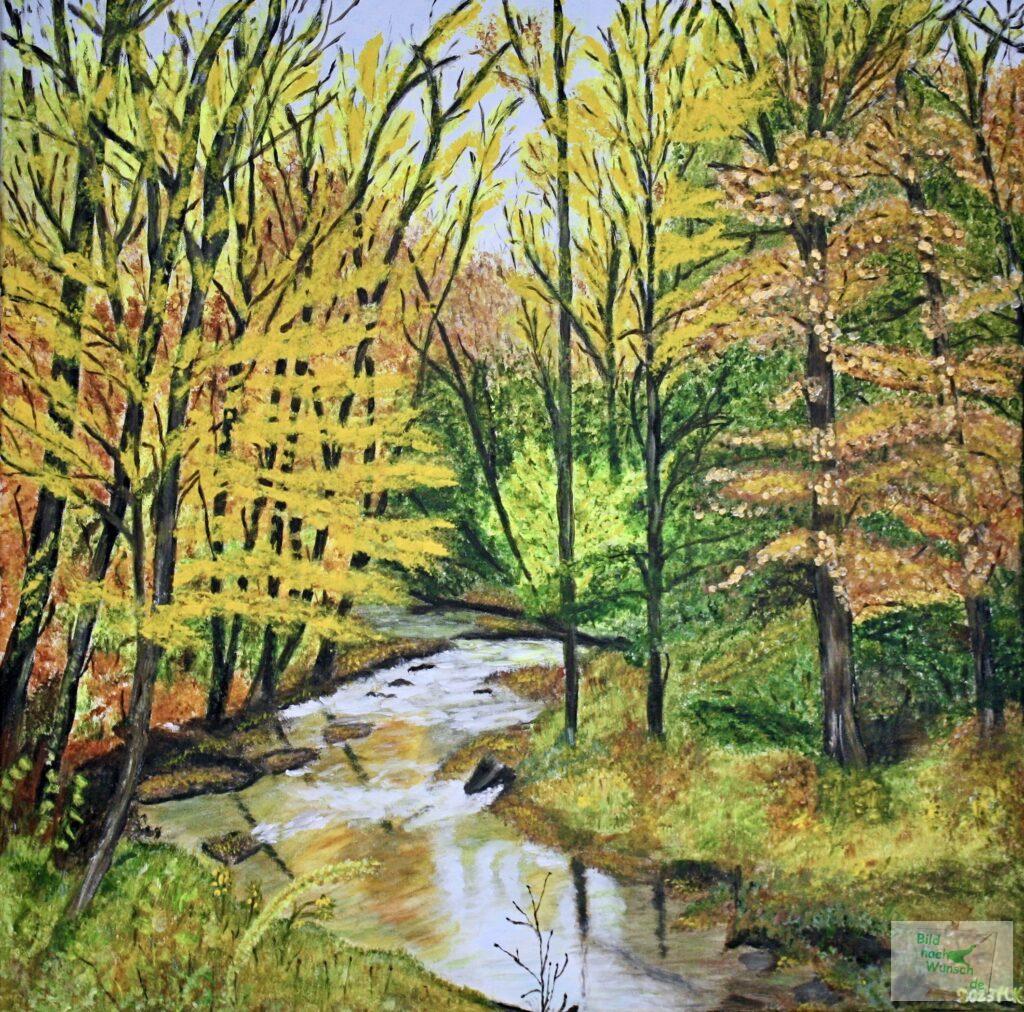 Flusslandschaft in Acryl auf Leinwand
