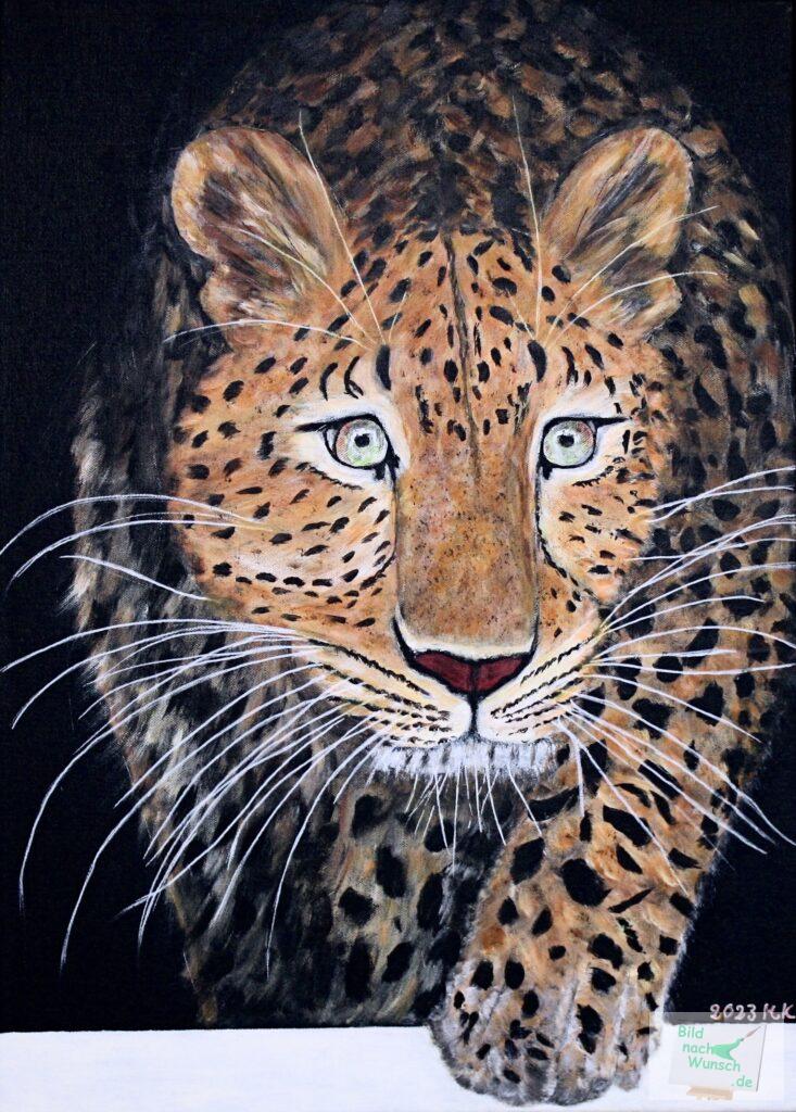 Leopard in Acryl auf Leinwand
