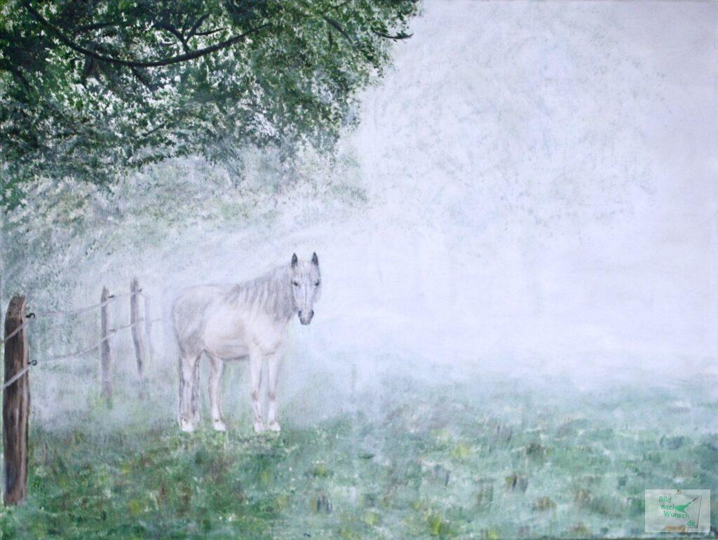 Pferd im Nebel in Acryl auf Leinwand