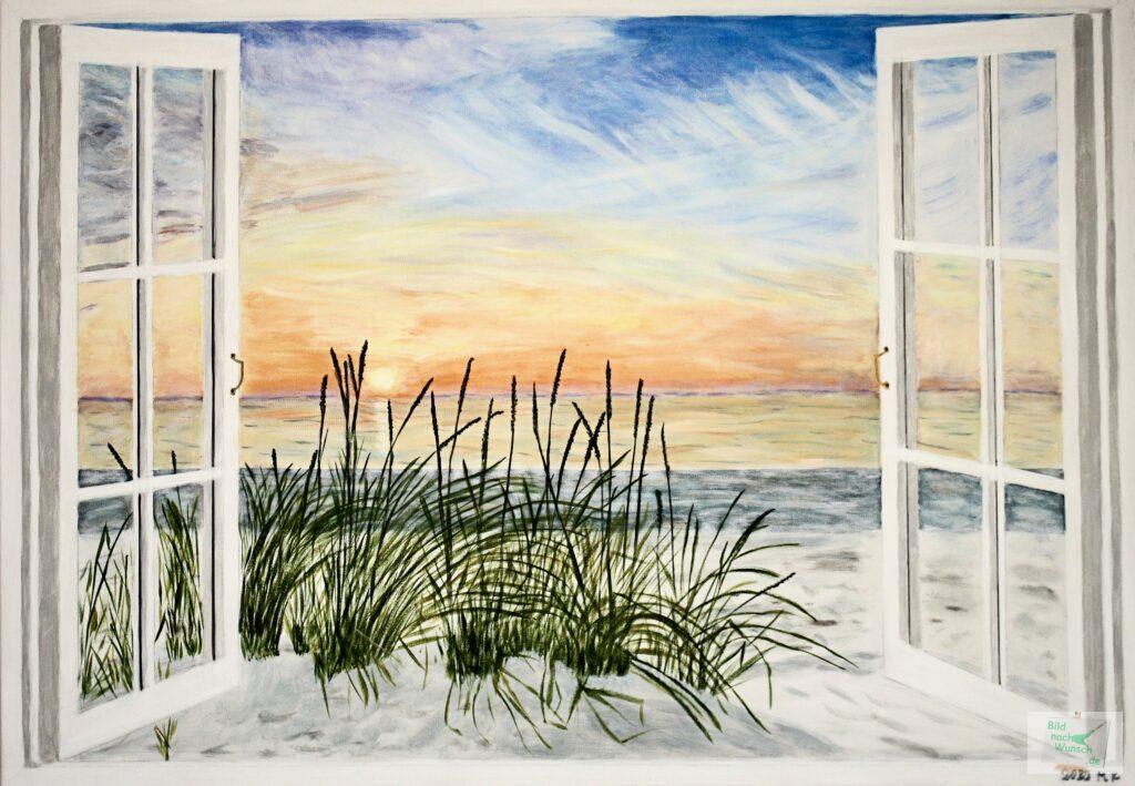 Blick durch's Fenster in Acryl auf Leinwand