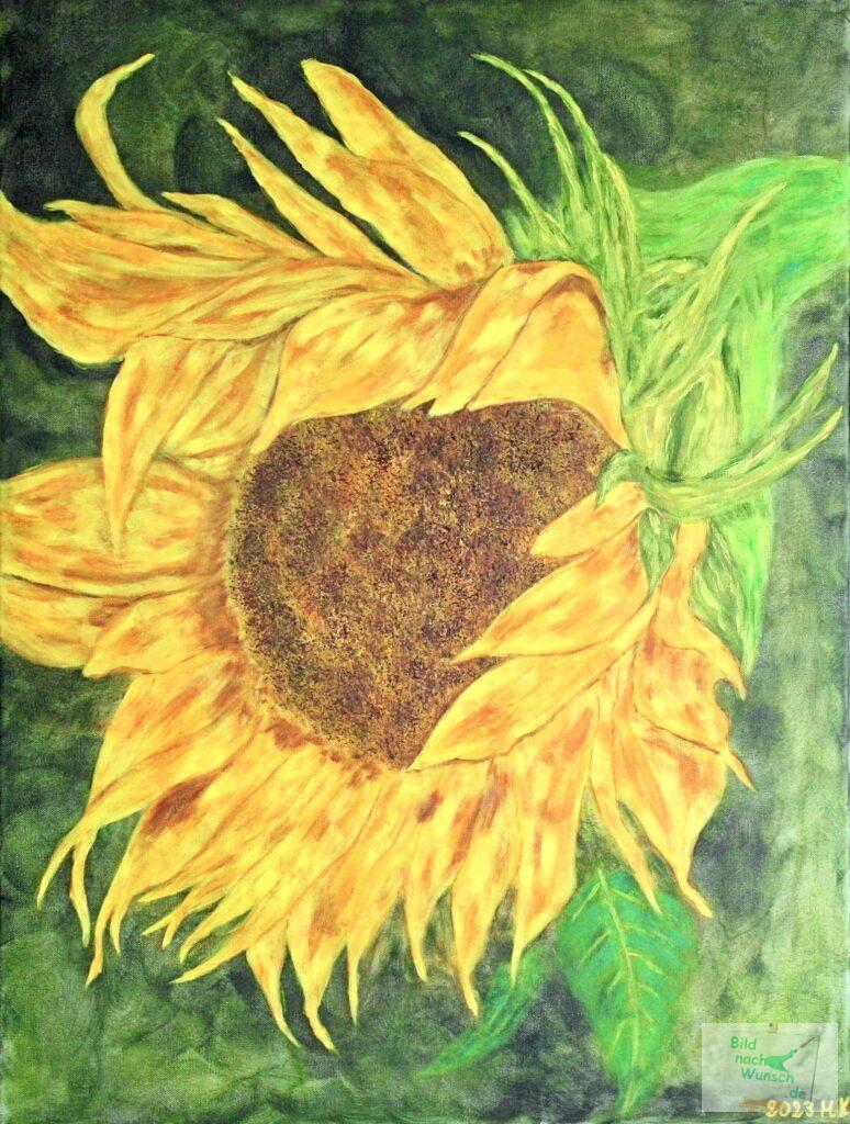 Sonnenblume in Acryl auf Leinwand