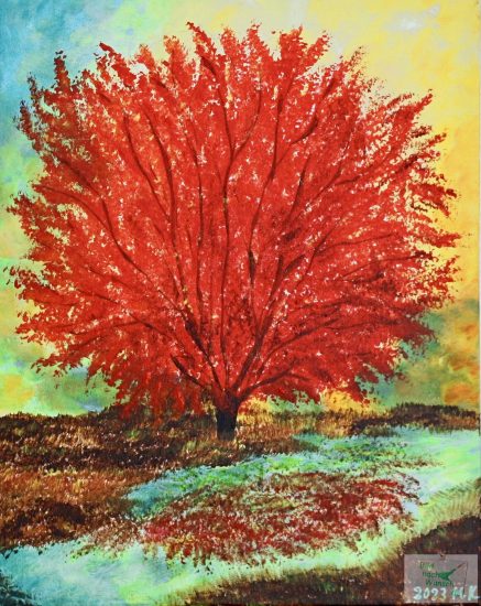 roter Baum in Acryl auf Leinwand